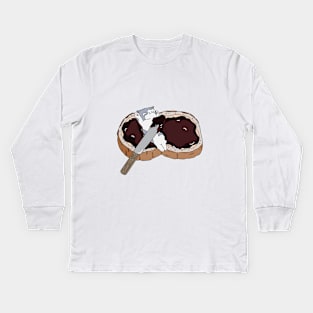 Cat on Bread Kids Long Sleeve T-Shirt